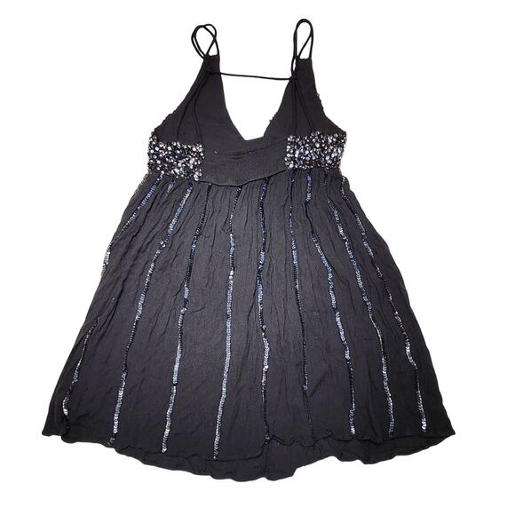 Free People Intimately GLITTER GIRL Sequined Mini Slip Dress Black XS NWOT $155 - Picture 9 of 13